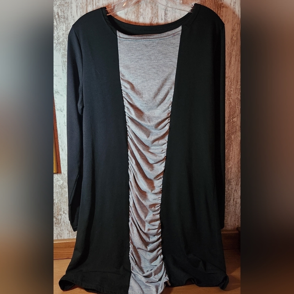 Black and Gray Long Sleeve Dress